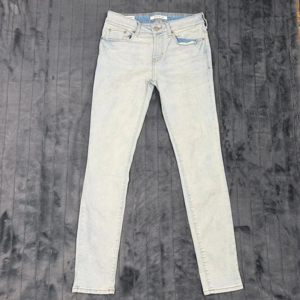 PacSun Mens Stacked Skinny Light Wash Blue Denim Jeans 28x30 Stretch RN090233